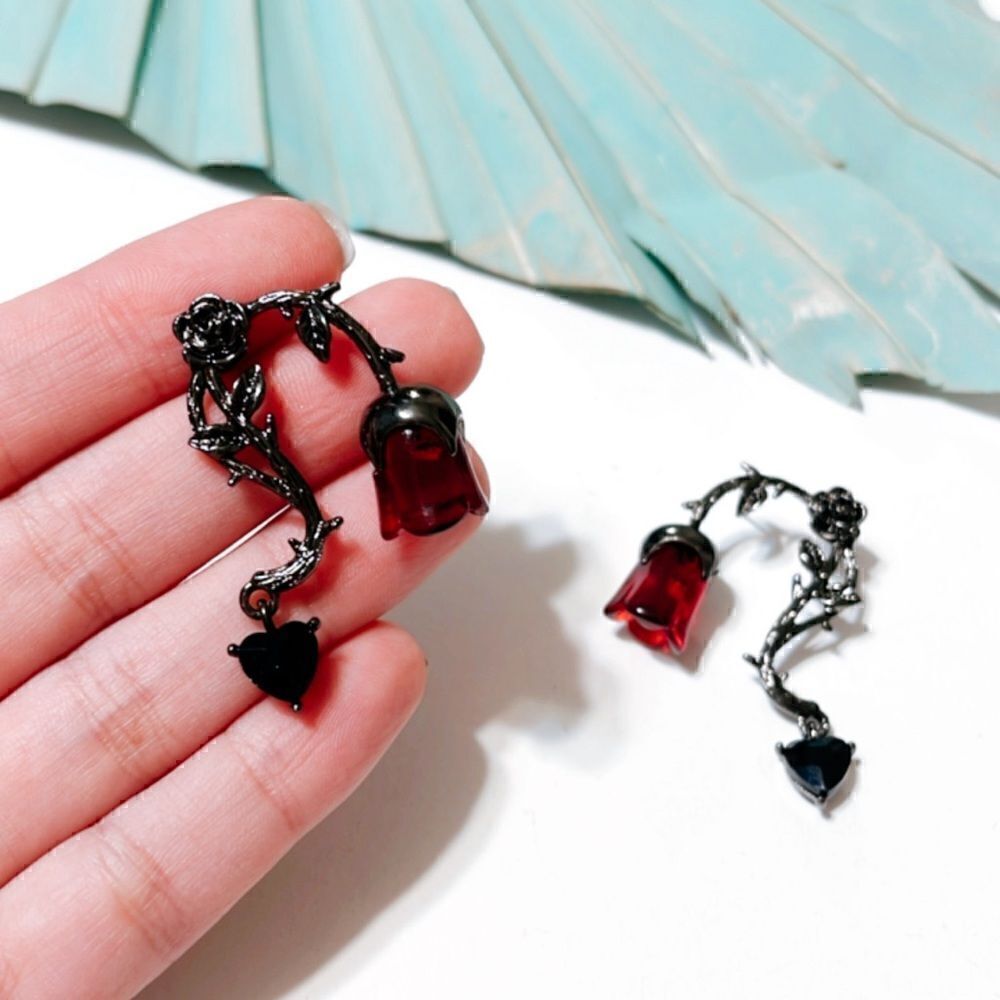 Rose drop earrings S106 - Picture 3 of 3